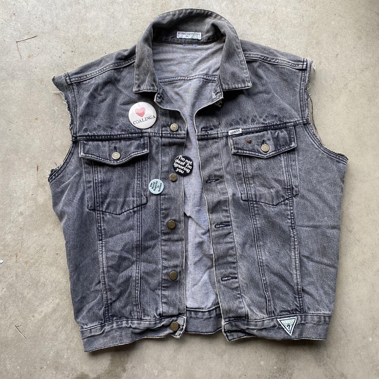 Black cut off denim jacket best sale