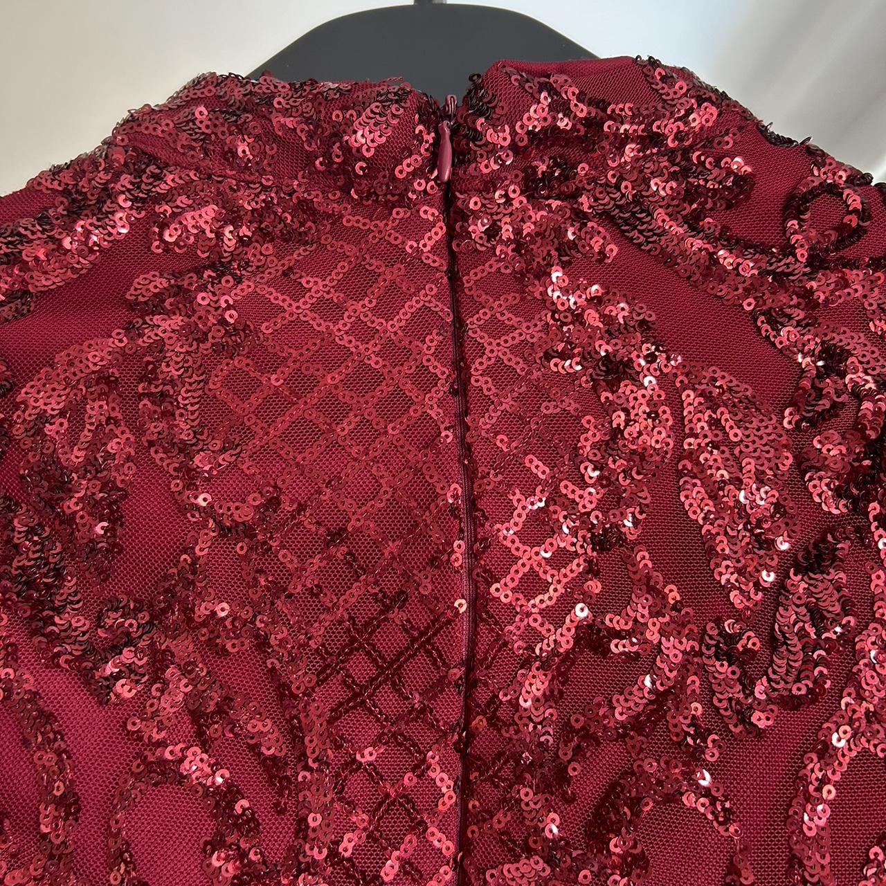 Quiz burgundy short long sleeve sequin dress. Depop