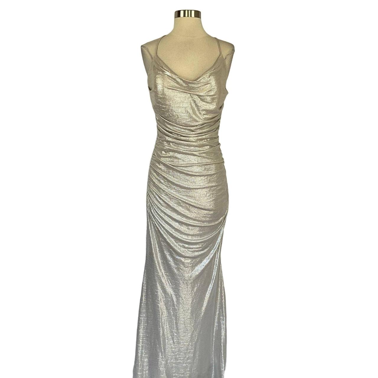 Eliza J Metallic Evening Gown Size 12 ~ Color... - Depop