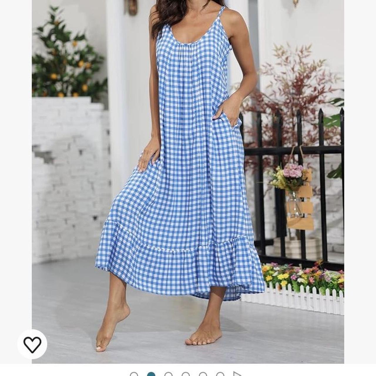 Brand new gingham dress // ankle length #spring... - Depop