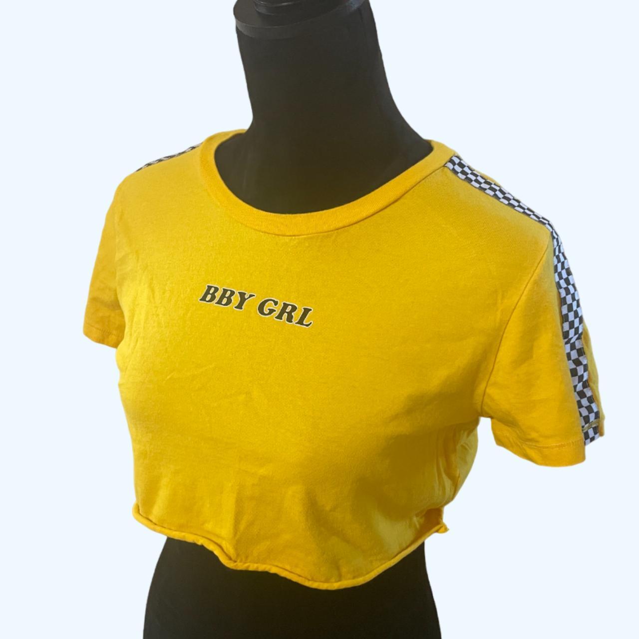 forever 21 baby girl yellow crop top, size m