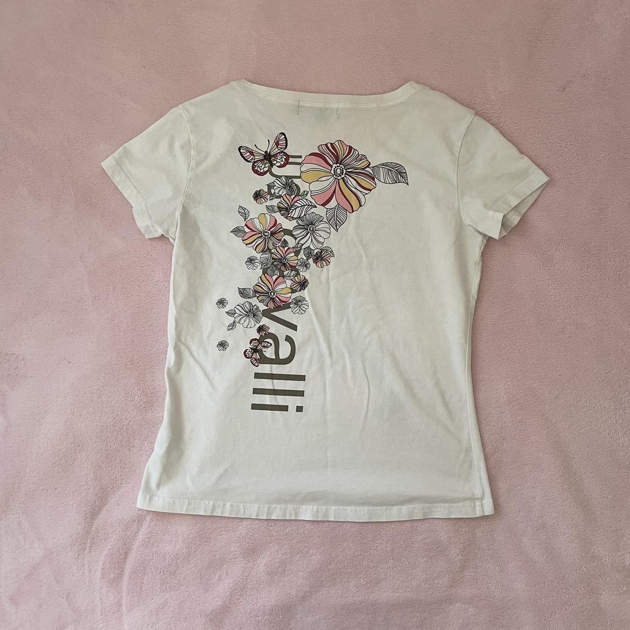 Just Cavalli Women's White and Pink Shirt | Depop