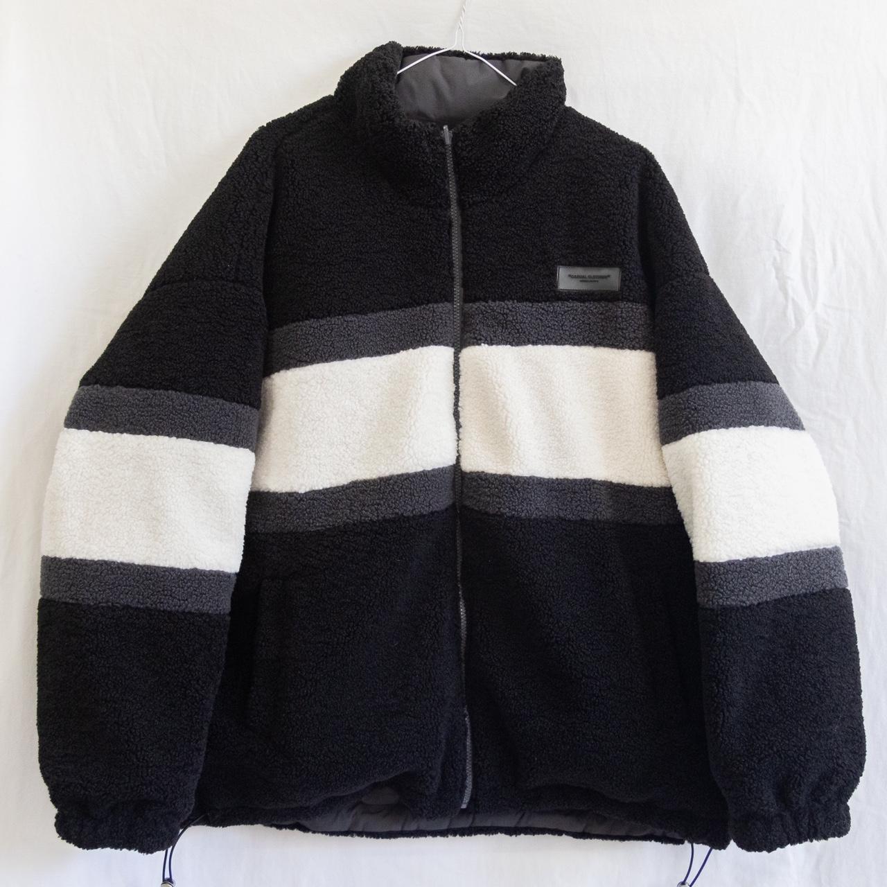 Aelfric Eden' Sherpa Jacket - Black/White/Grey | Depop