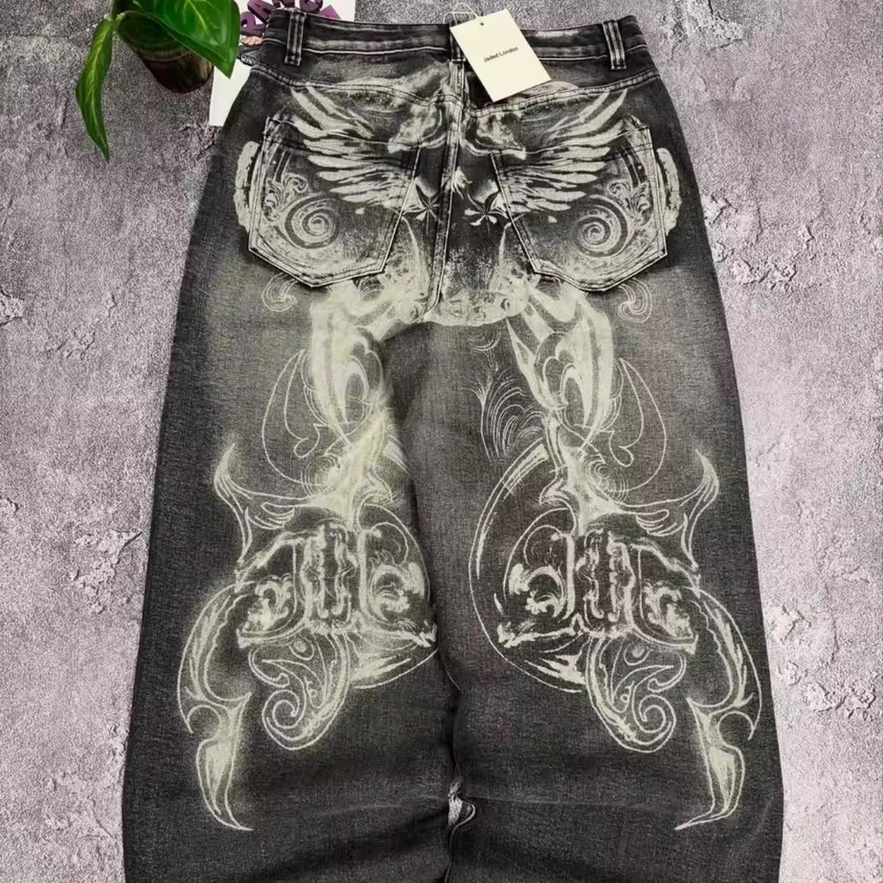 Jaden London y2k low rise jeans with honey booty print | Depop