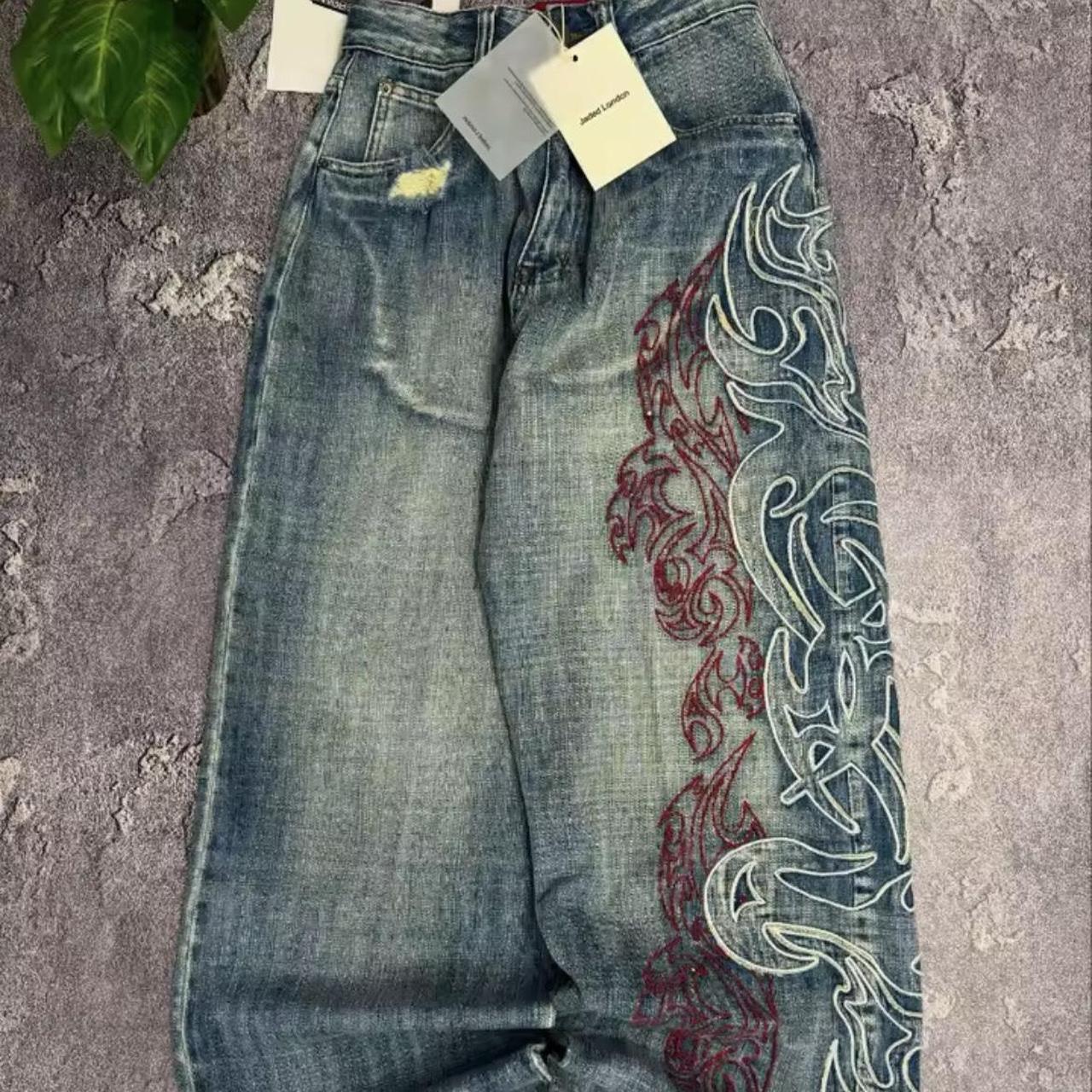 Jaden London y2k low rise jeans with honey booty print | Depop
