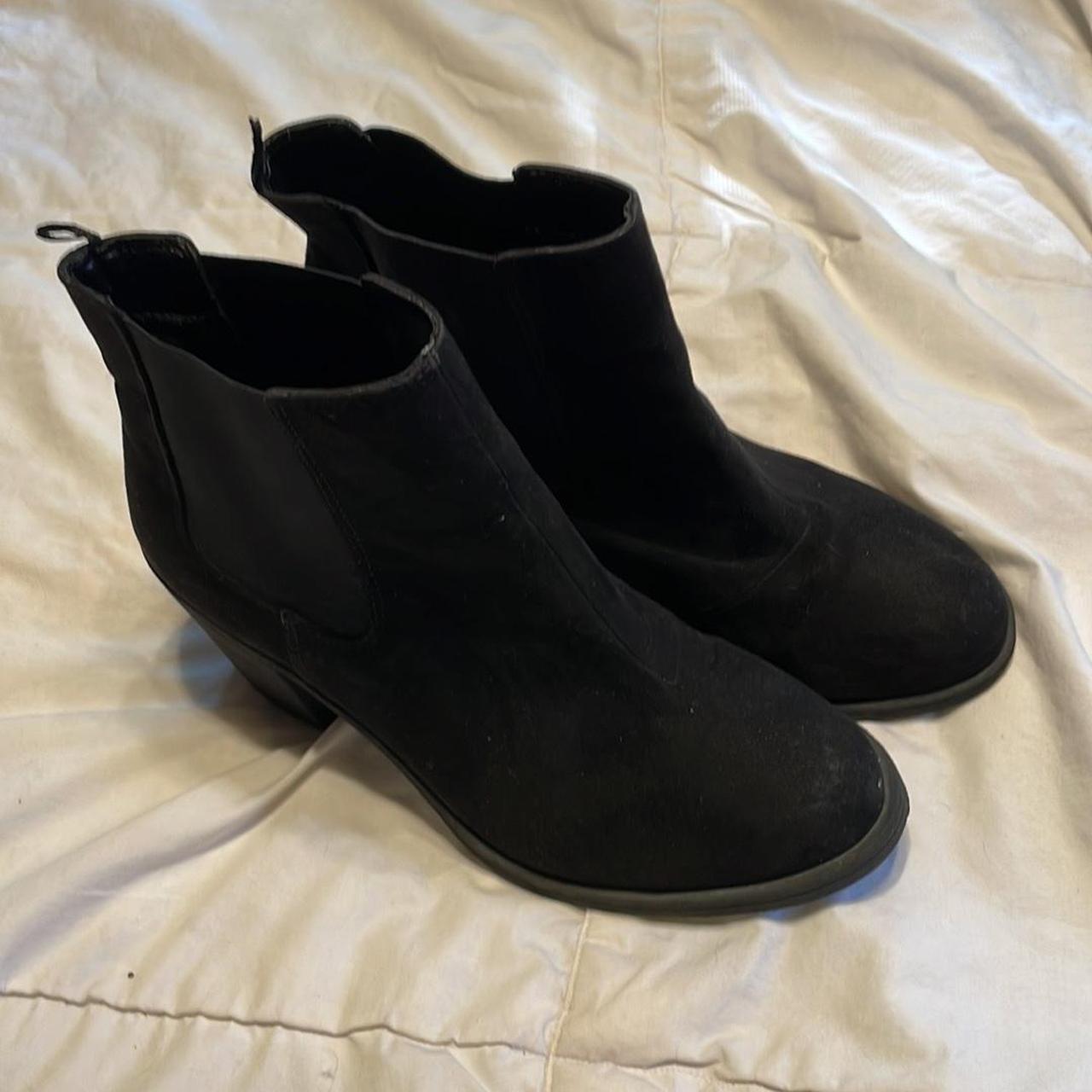 H&M black suede ankle booties slip on inch Depop