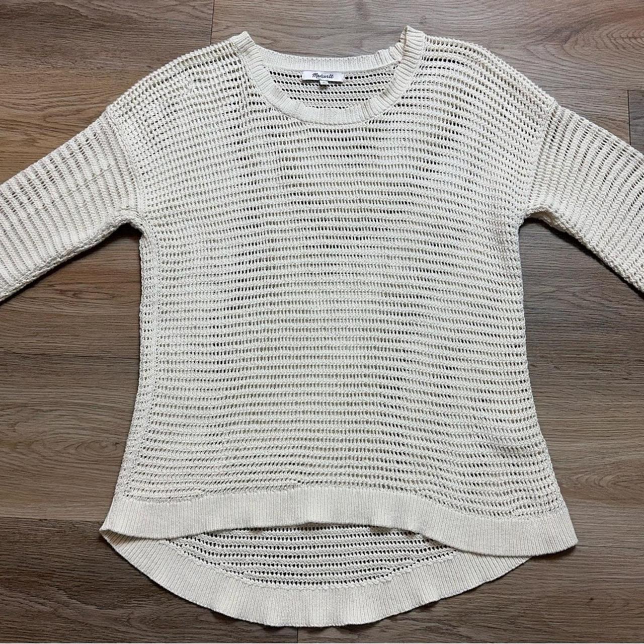Madewell Sweater Ivory Open Knit High Low Curved