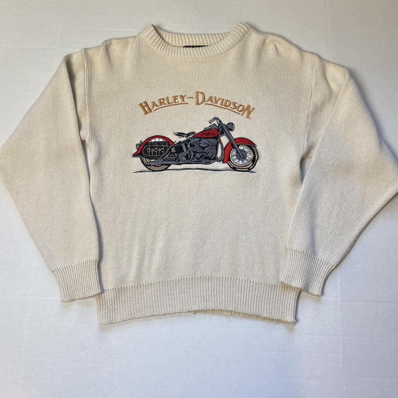 Harley Davidson Men's Cream and Red Jumper