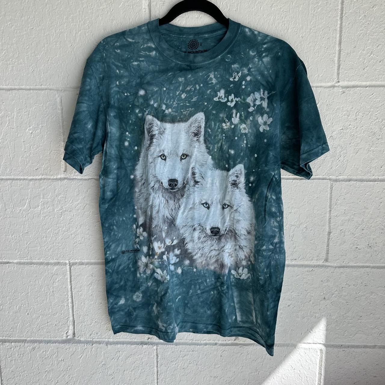 The mountain tie dye wolf shirt Size medium... - Depop