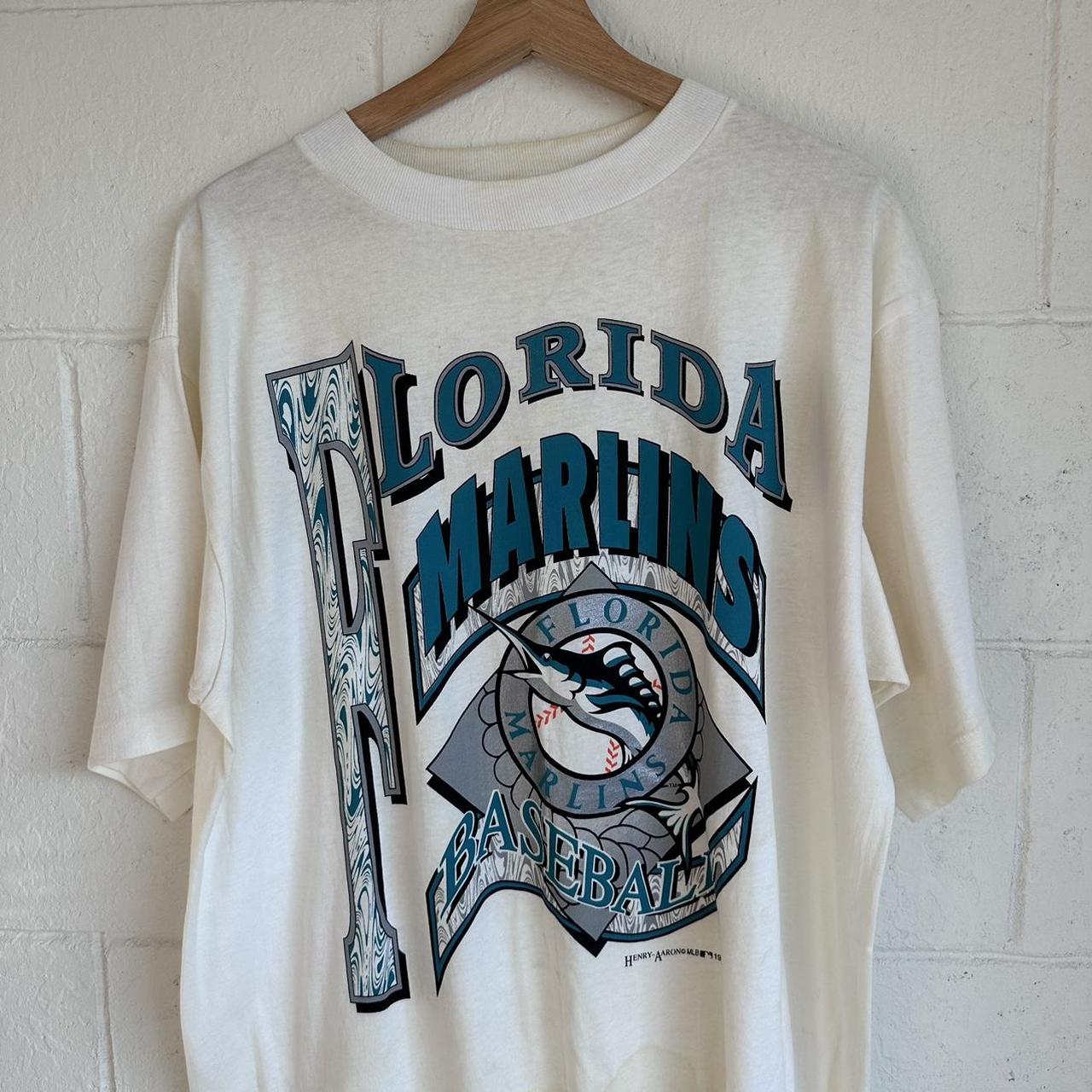 Vintage Florida Marlins shirt Size XL Yellowing and... - Depop