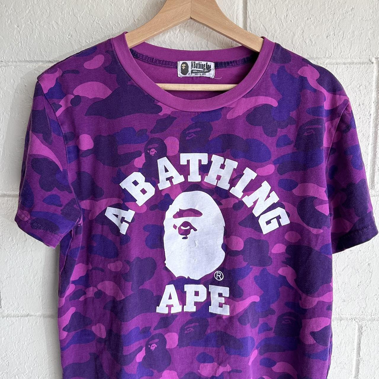 Bape purple shirt Cracking on image Size medium... - Depop