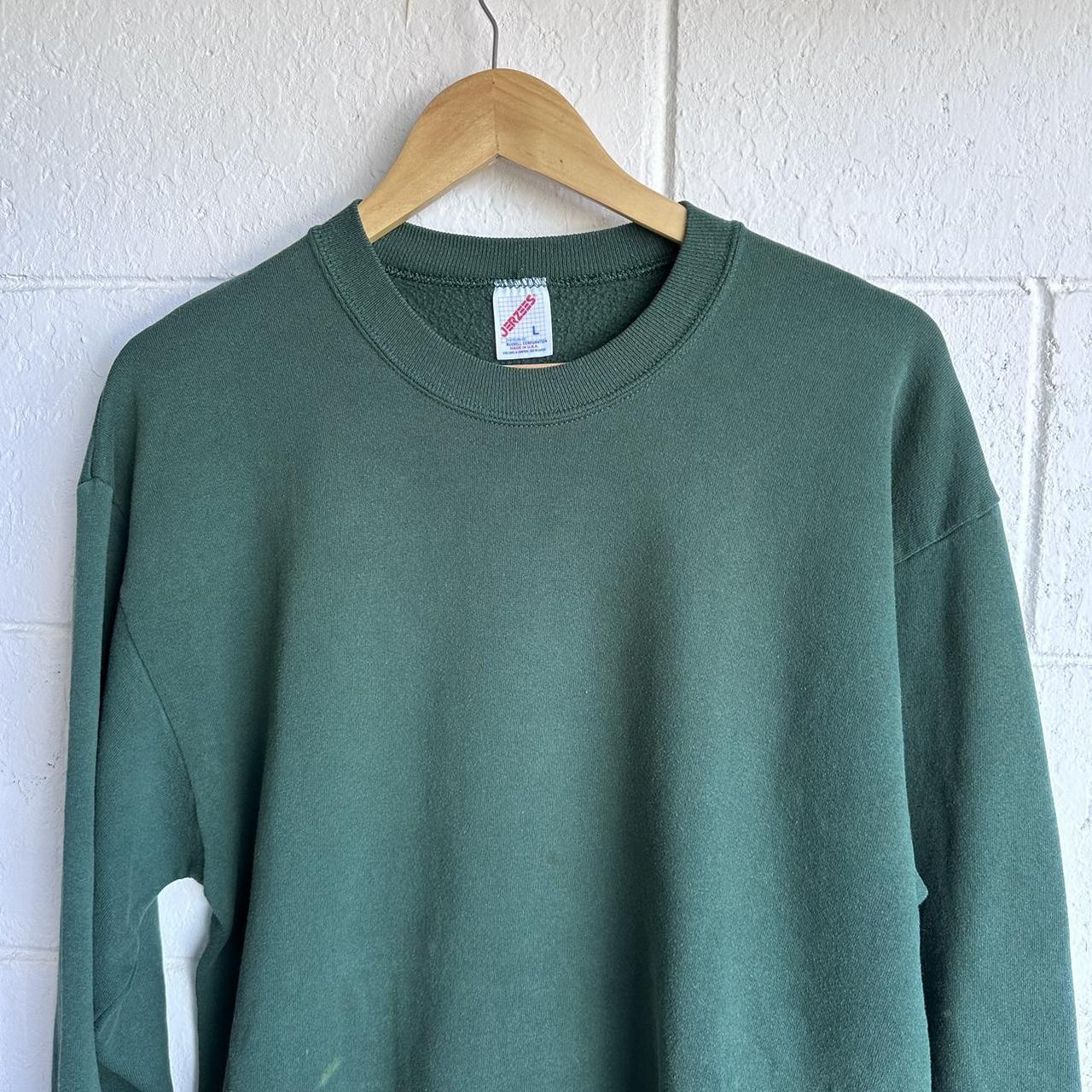 Vintage Jerzees Green Sweatshirt crew neck Size... - Depop