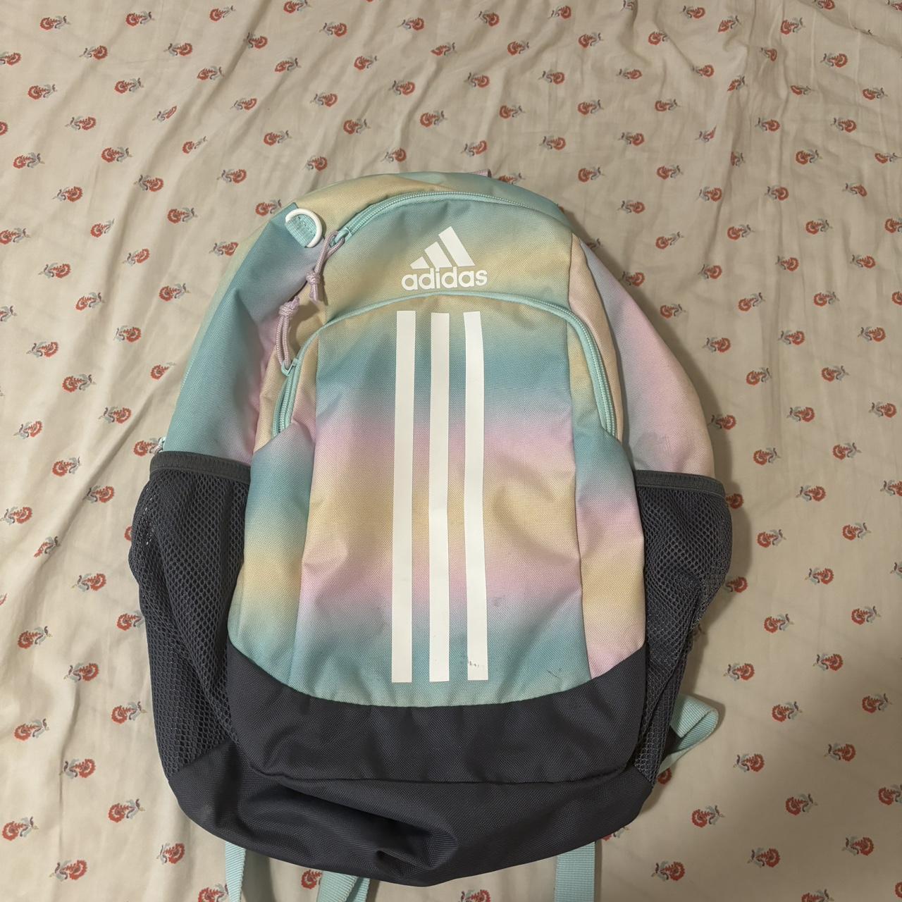 Adidas multicoloured backpack with a rainbow design Depop