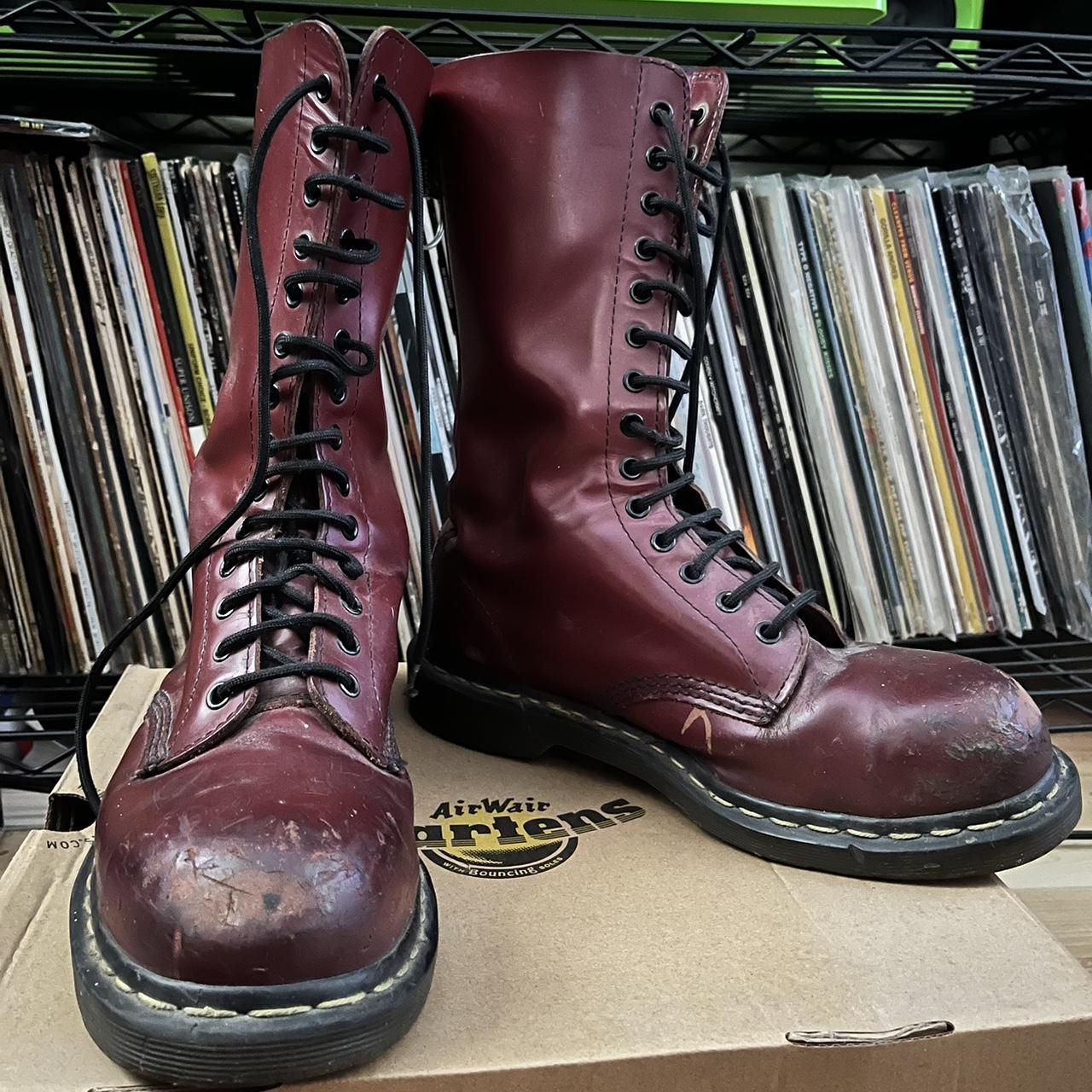 90 s Dr Martens Steel Toe Boots. 14 Eye Oxblood