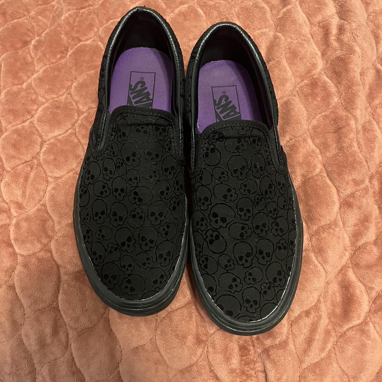 Vans black and purple skull slip ons only wore once