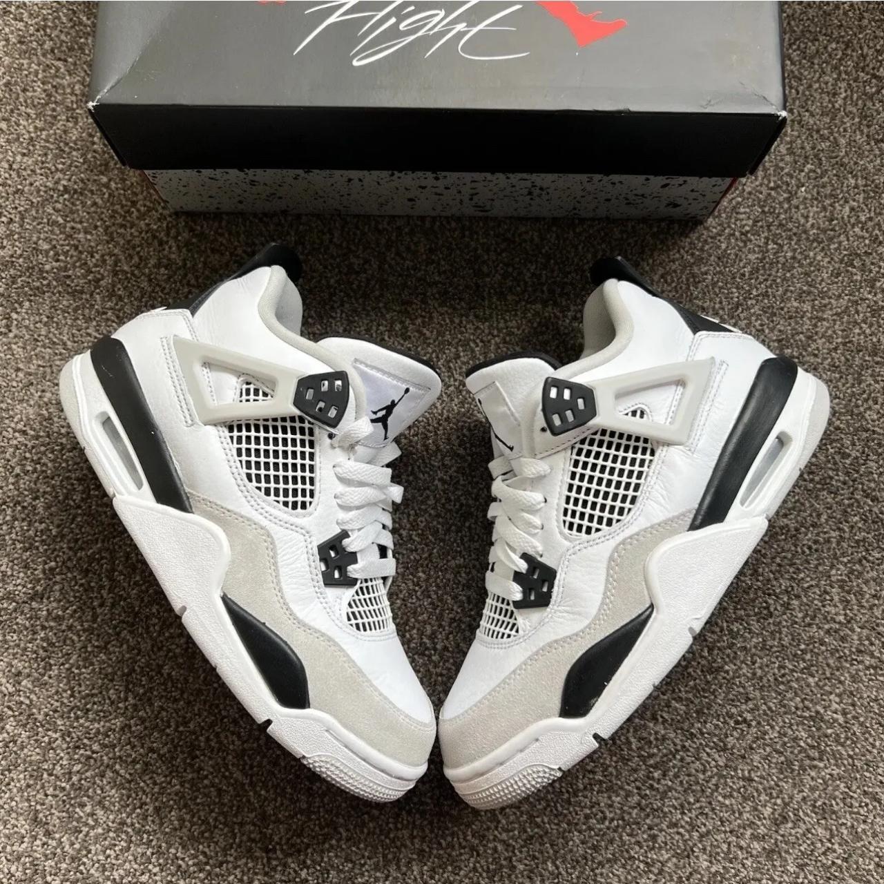 Jordan nike 4 black and white sneaker #nike #jordan... - Depop