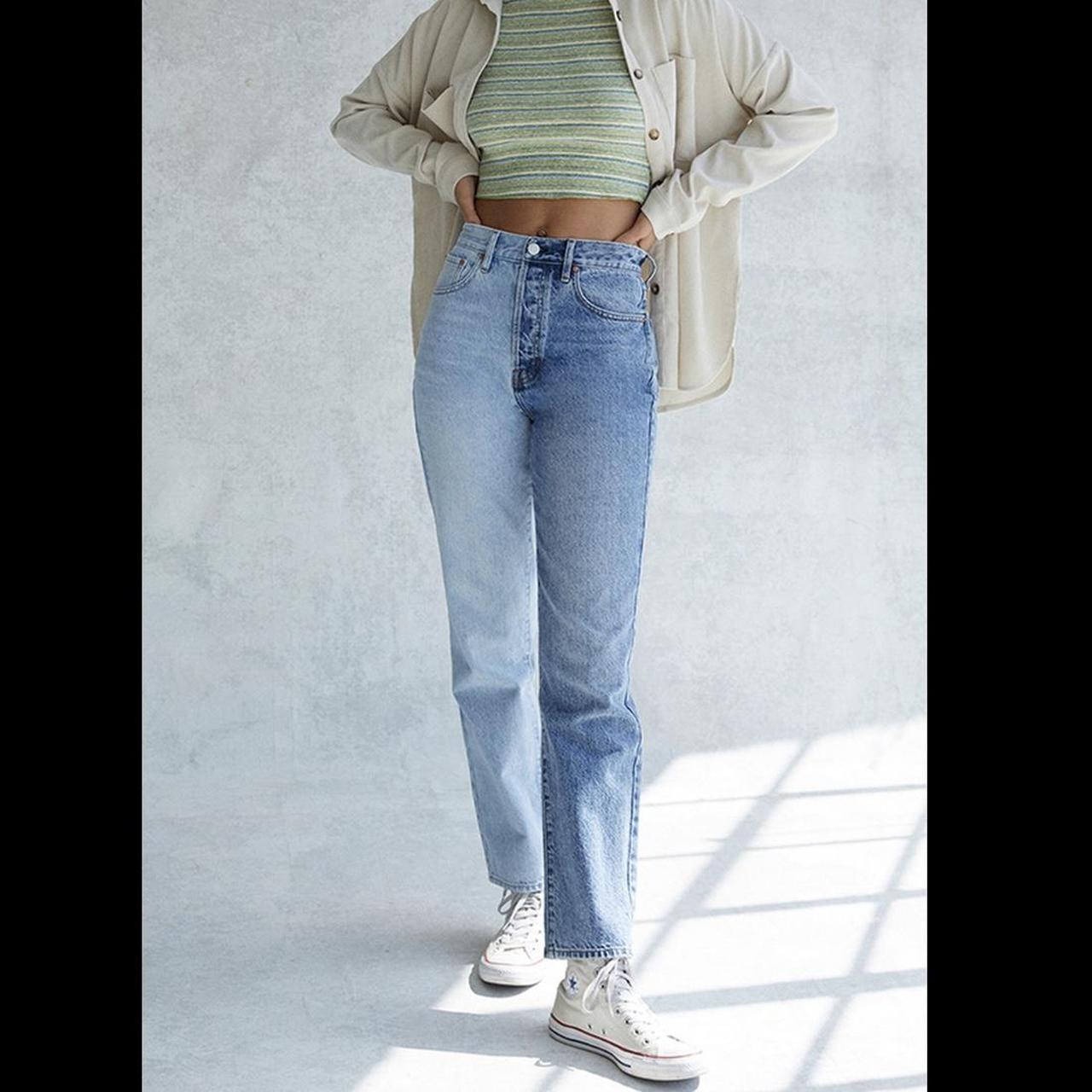 Dad Jeans Pacsun White And Blue Jeans PacSun Eco Two-Tone Blue Dad