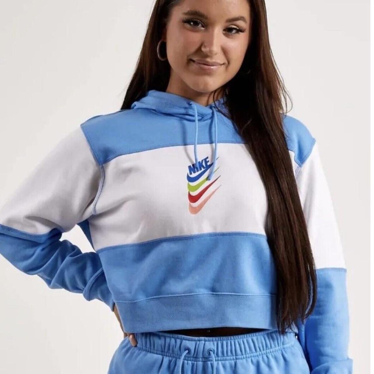 nike blue cropped hoodie