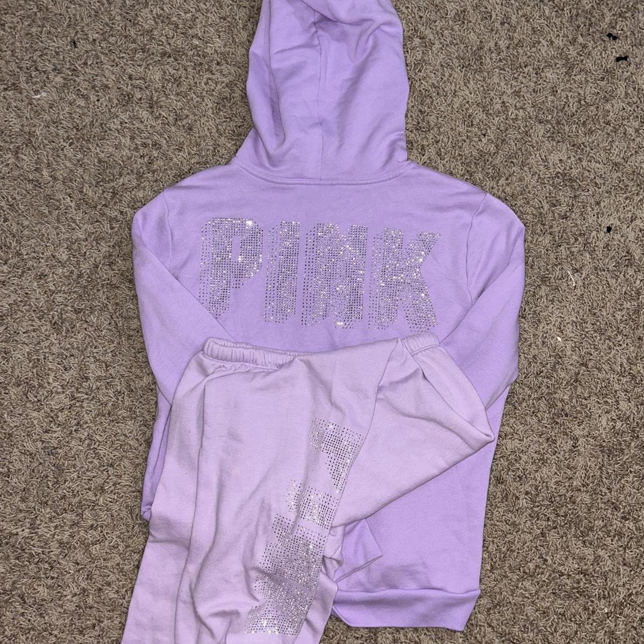 Victoria s Secret Pink purple bedazzled tracksuit. Depop