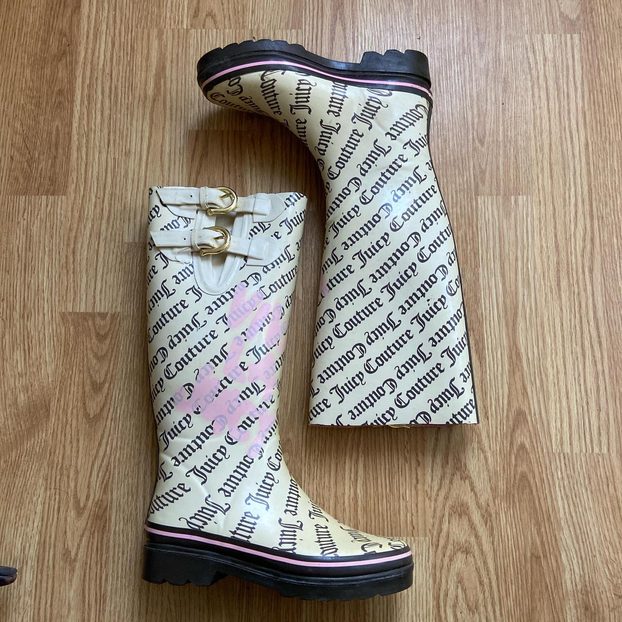 Rare Juicy Couture vintage pink and white rain boots. Depop