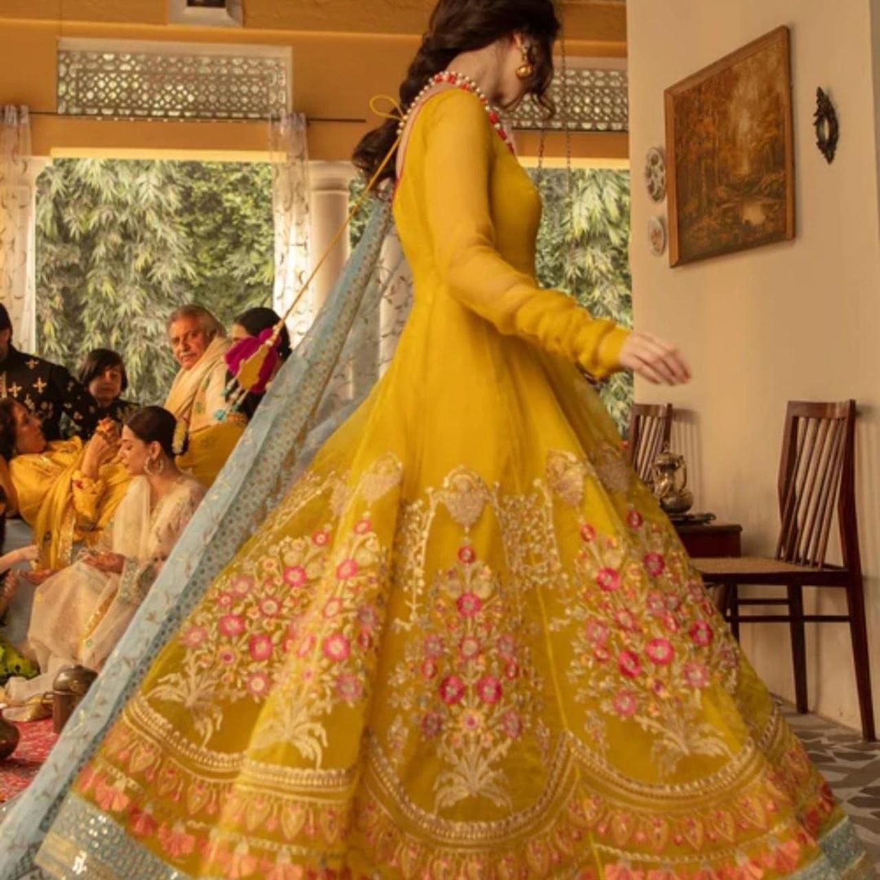 Ali Xeeshan Yellow blue mehndi party dress In Depop