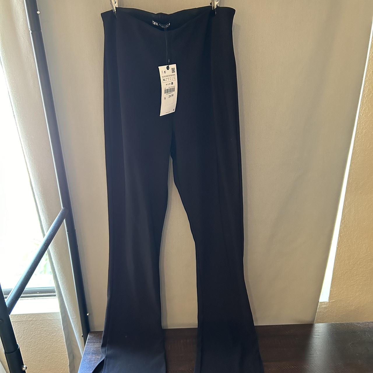 Zara Ottoman Slit Leggings Black Color New with