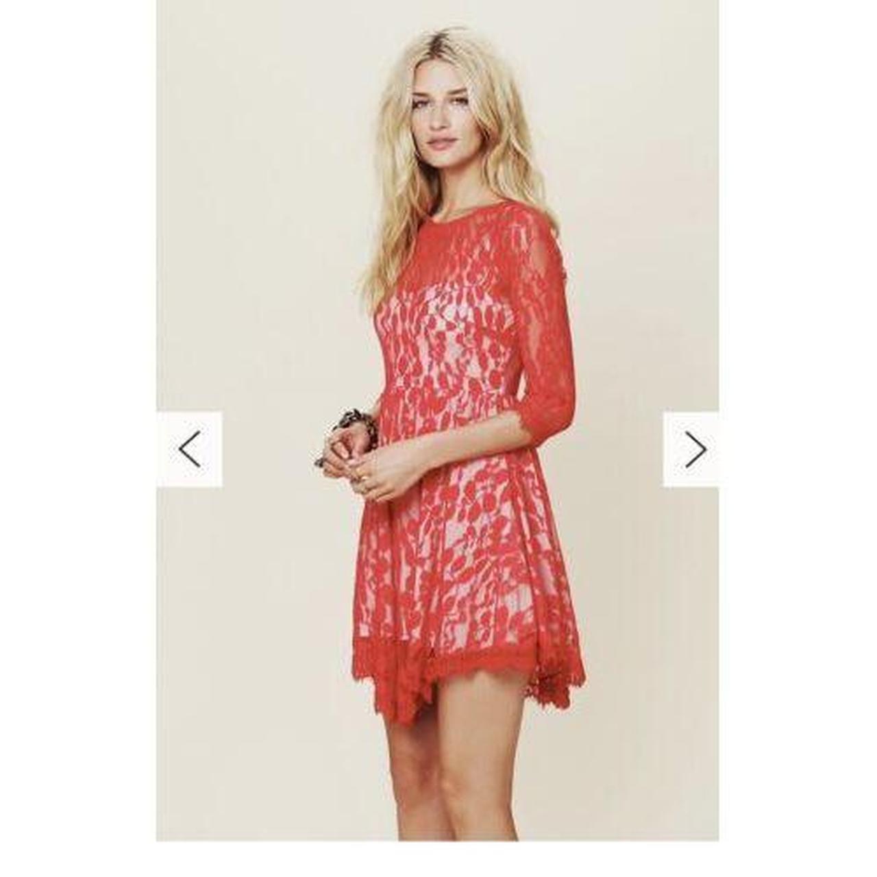 Free people red lace dress hotsell