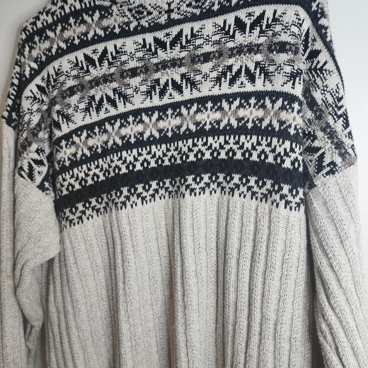 Vintage Grandpa Fair Isle Chunky Knit Sweater Size... - Depop