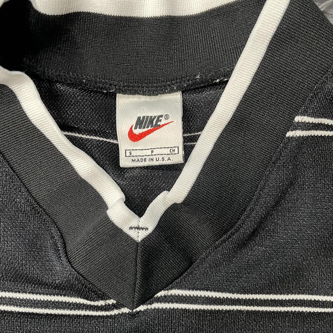 Vintage 90s Nike White Tag Swoosh Black Striped... - Depop