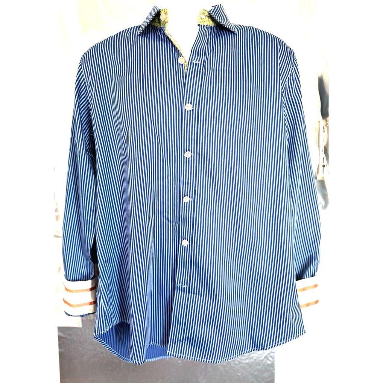 Robert retailer Graham Men's X collection Button up Shirt Blue Striped Size Medium