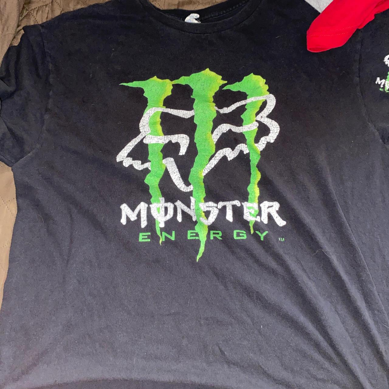 Monster/Fox Racing T shirt Y2K Large, super | Depop