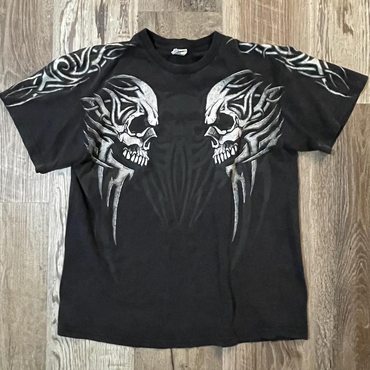 90's Vintage Skull Affliction Tapout Skater... - Depop