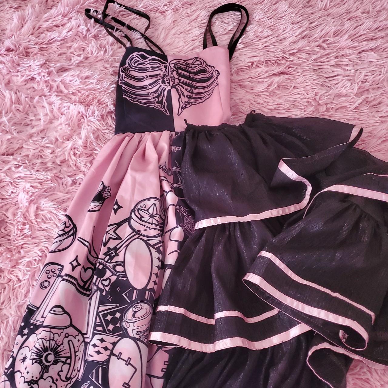 Pink and Black Gothic Lolita Dress + Accessories... - Depop