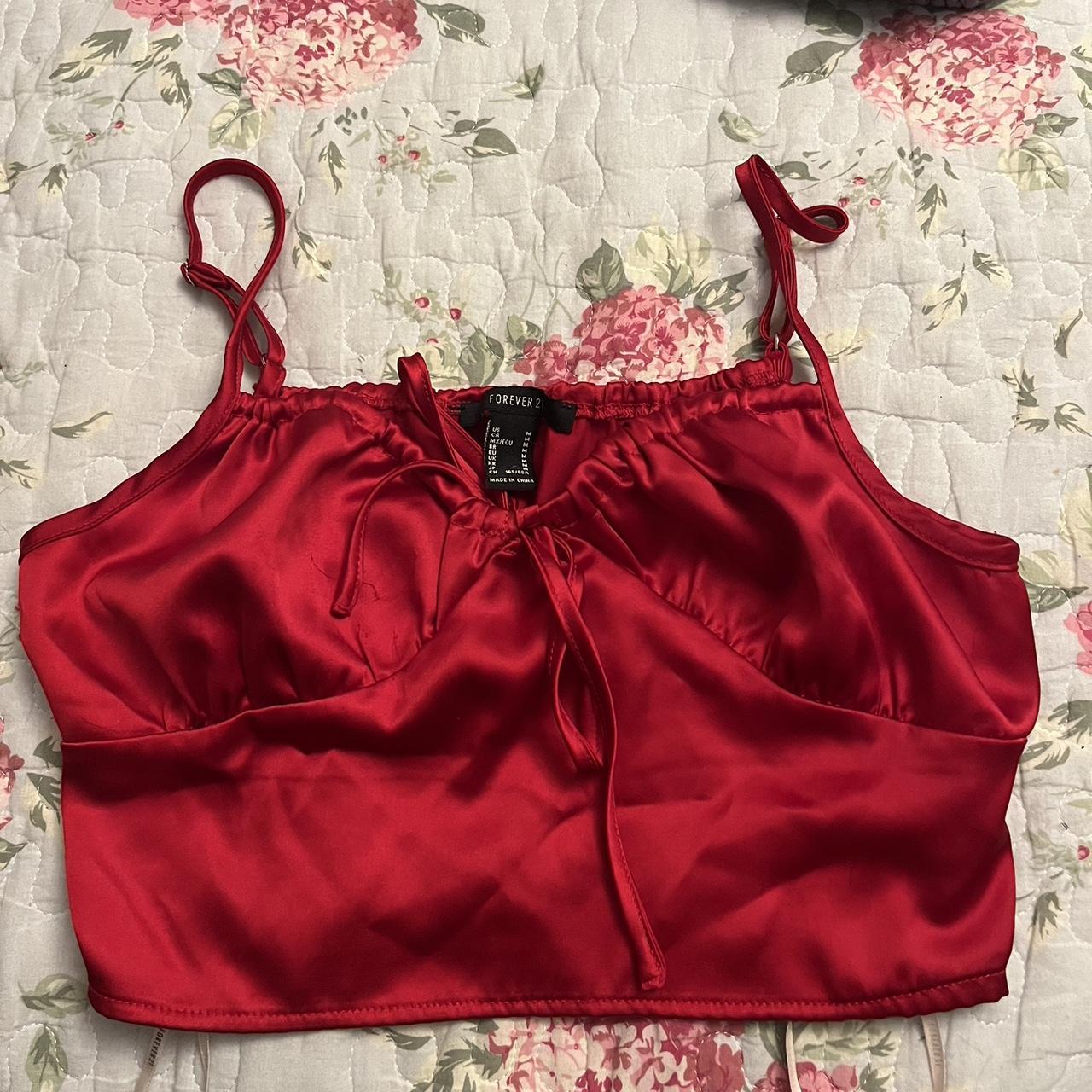 Forever 21 Red Crop Top Size M Worn Once Great Depop