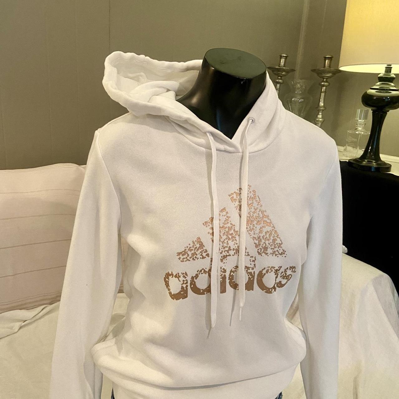 Adidas classic white hoodie sweatshirt with Depop