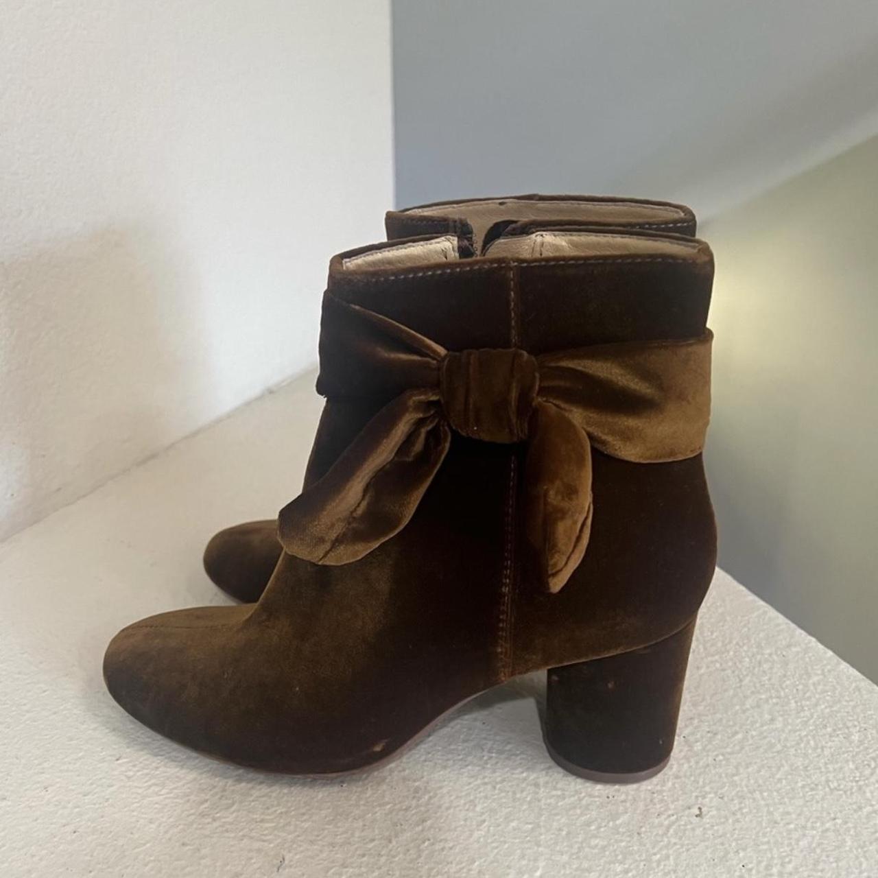 MADEWELL The Esme Brown Velvet Knot Tie Boots 8