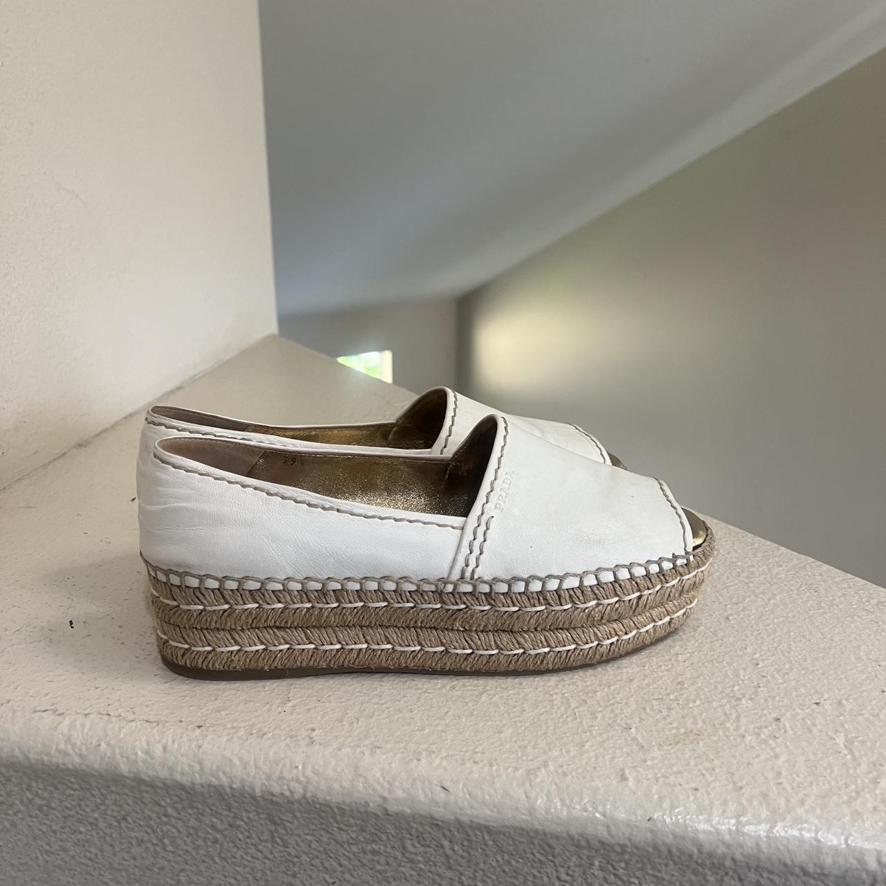 Prada leather platform espadrilles best sale