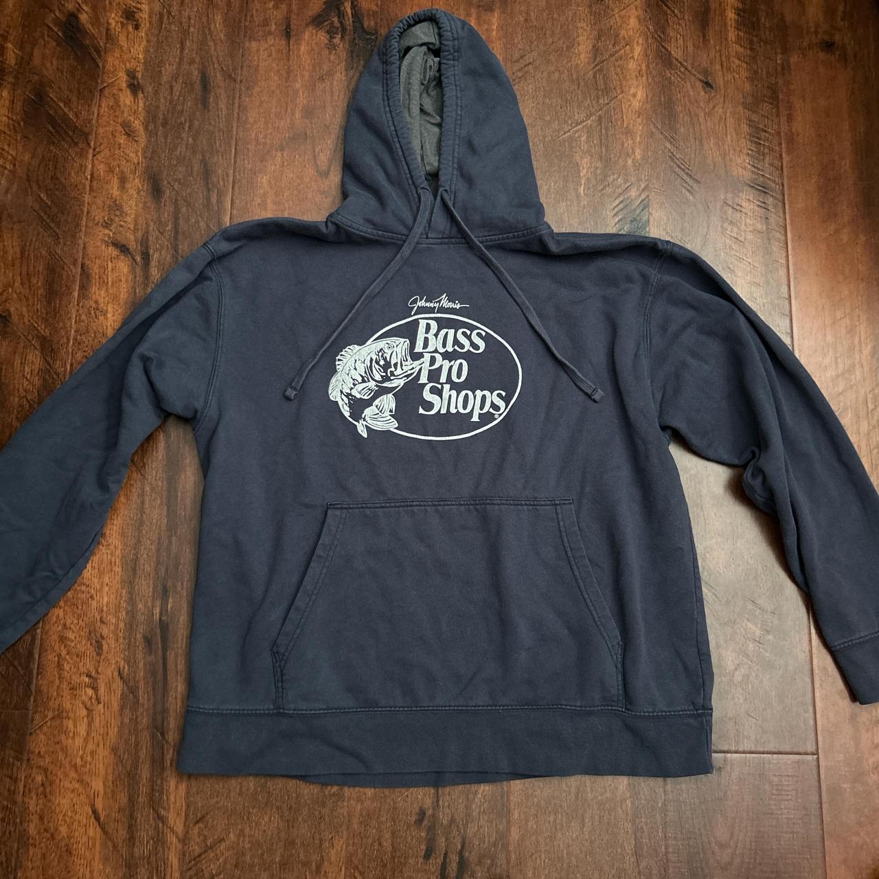 Bass Pro Shop grey and navy blue hoodie!! great - Depop