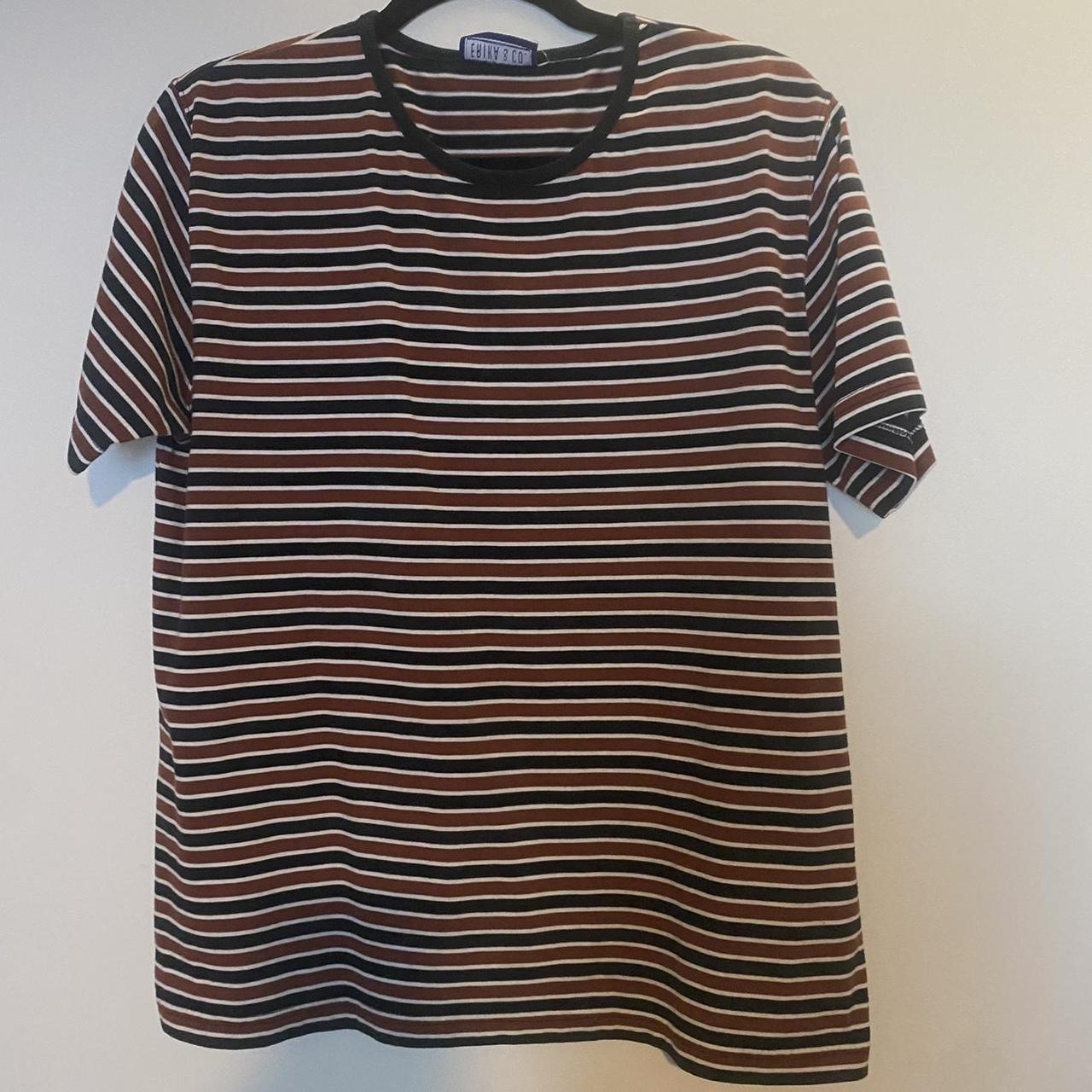 Brown & Black 90s Striped Tshirt 🏷️: Erika & Co No... - Depop