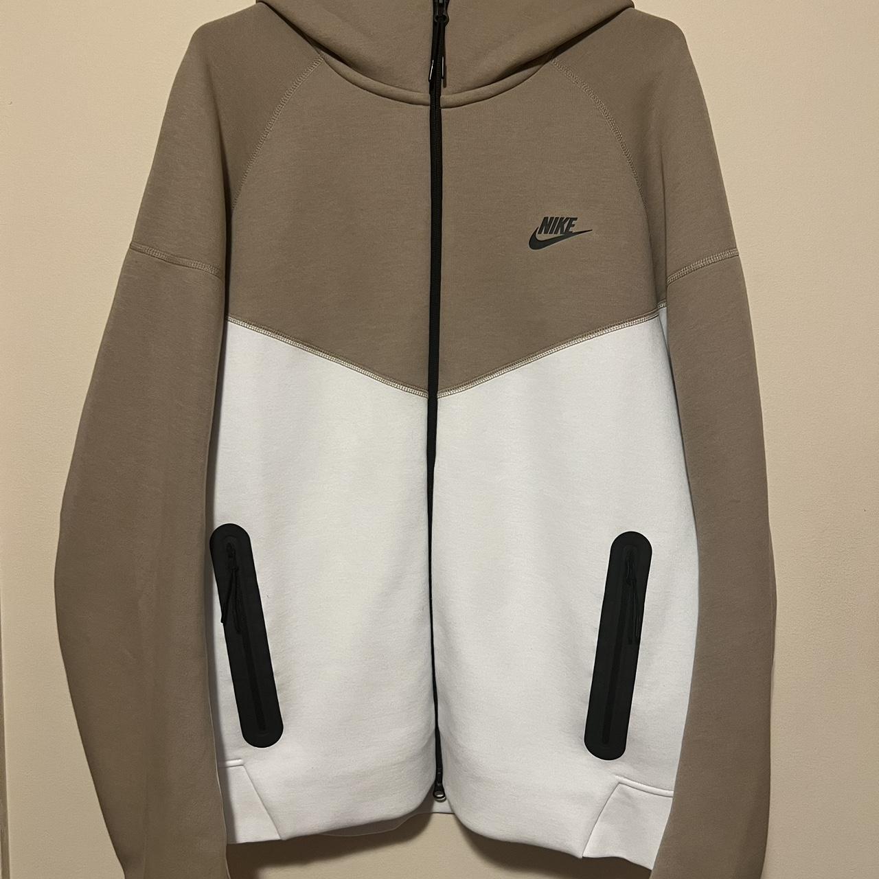 nike tech fleece brown and white