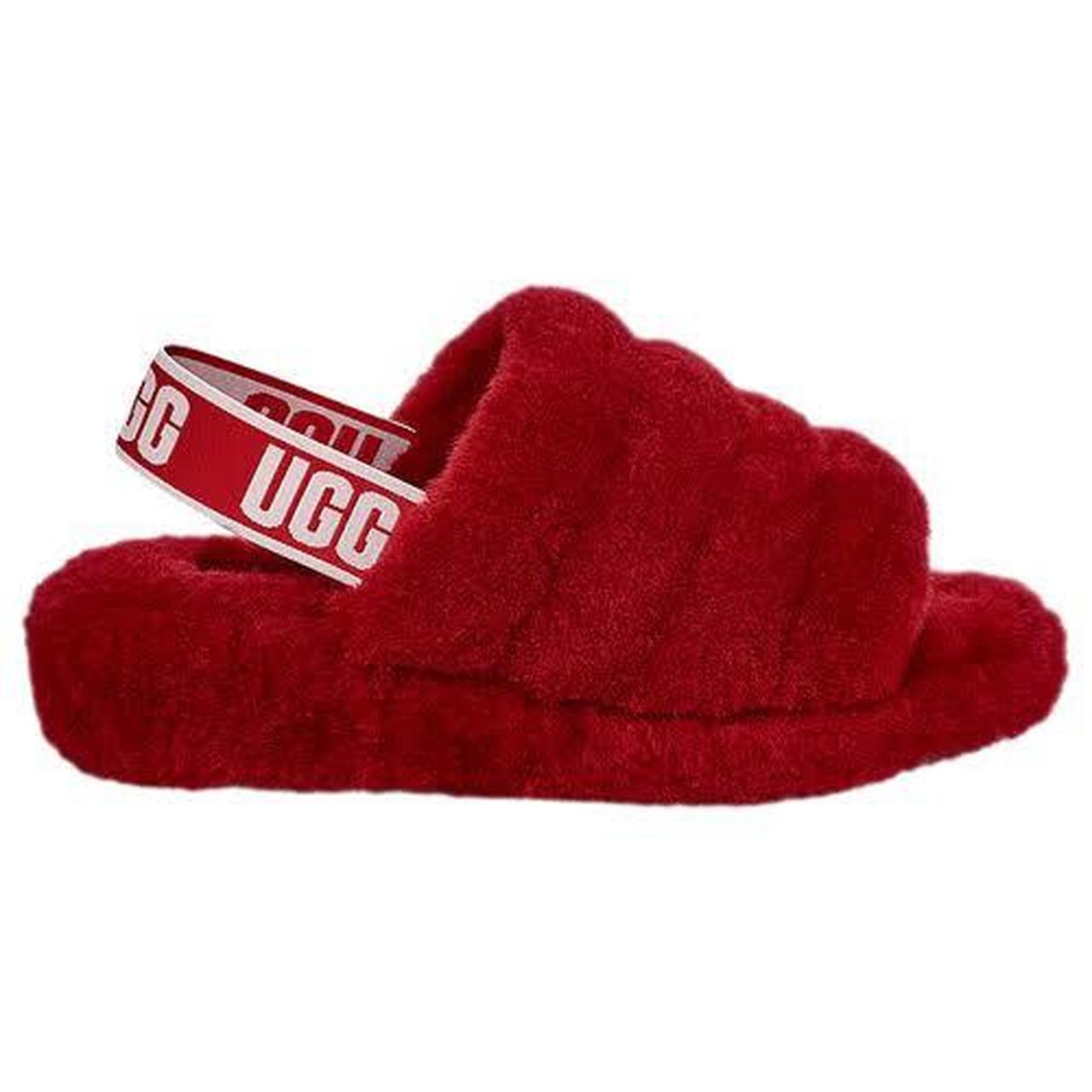 Red ugg discount slippers for women