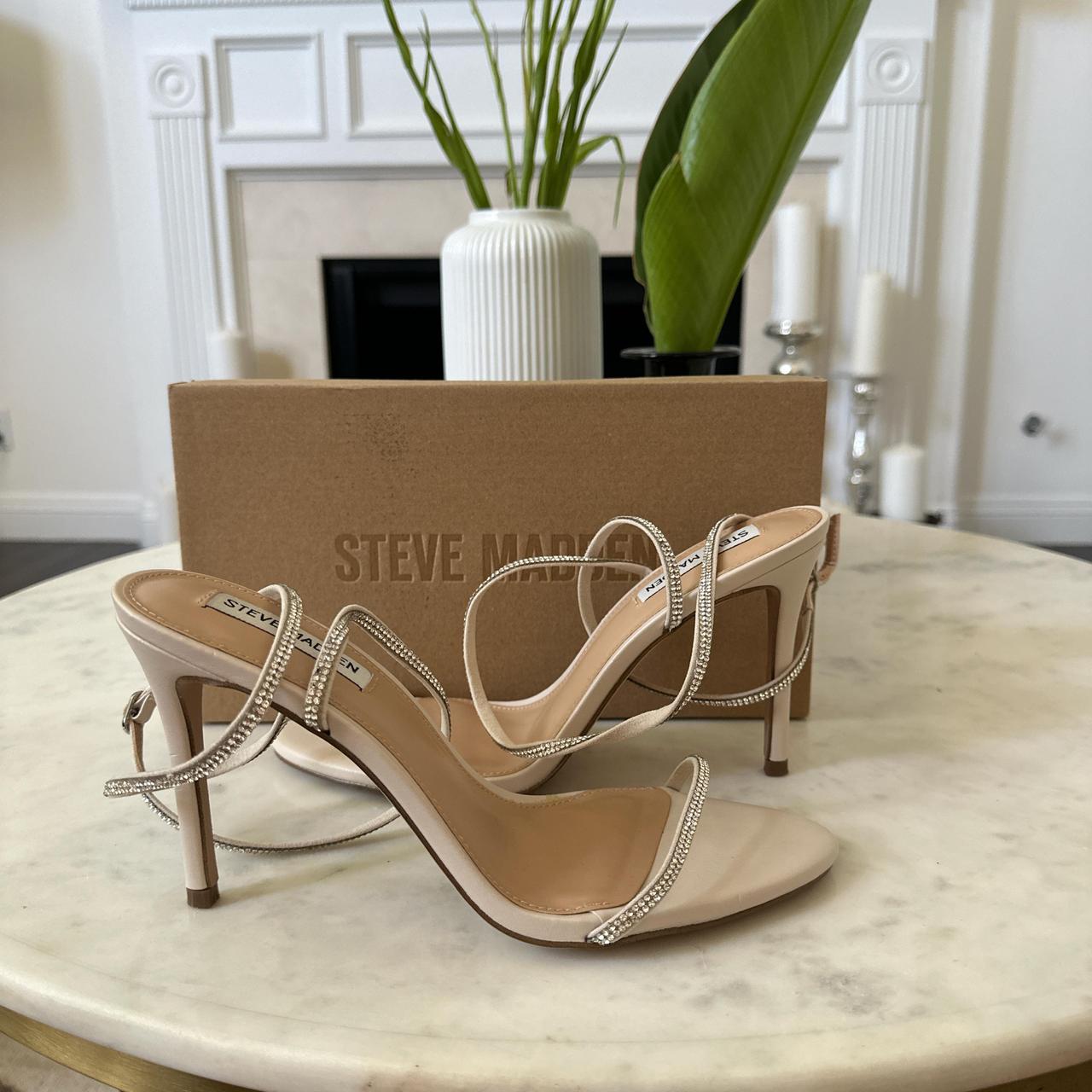 Steve Madden cream and tan heels Aubrey Rhinestone Depop