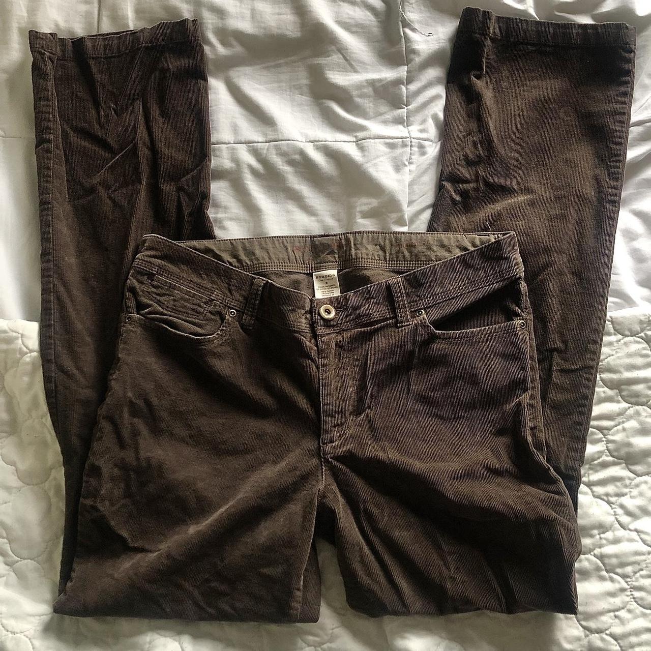 Sonoma Life + Style Tan Mid Rise Straight Leg Pants - Depop