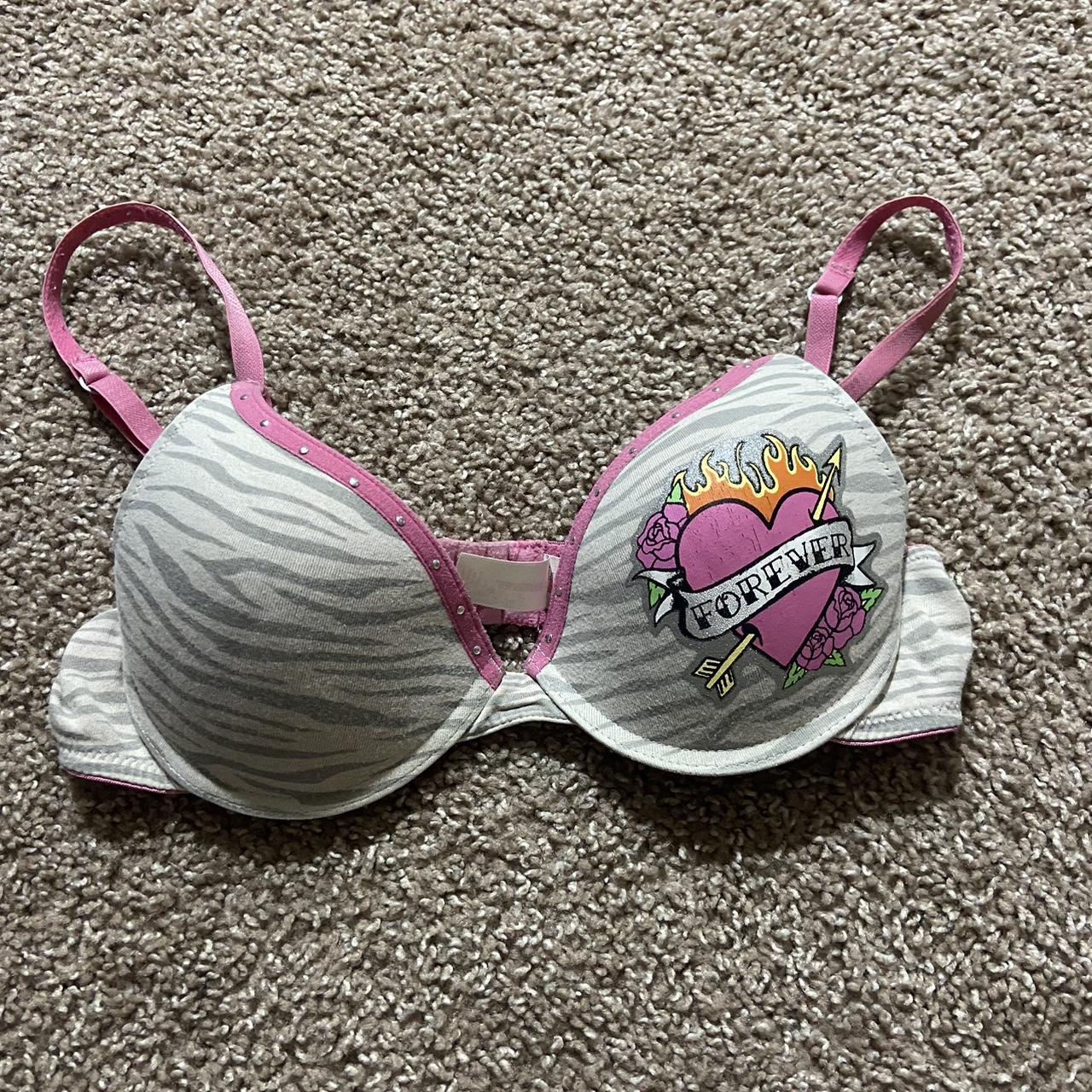 I love this design sm, Y2K pink zebra print bra with... Depop