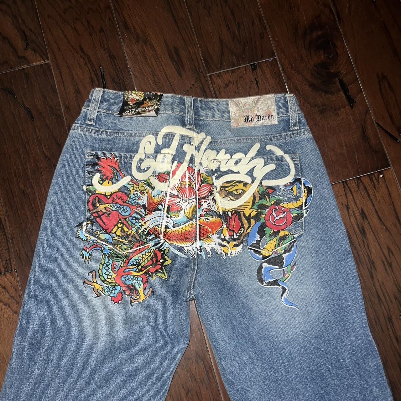 Ed hardy y2k jeans *Never Worn* - Depop