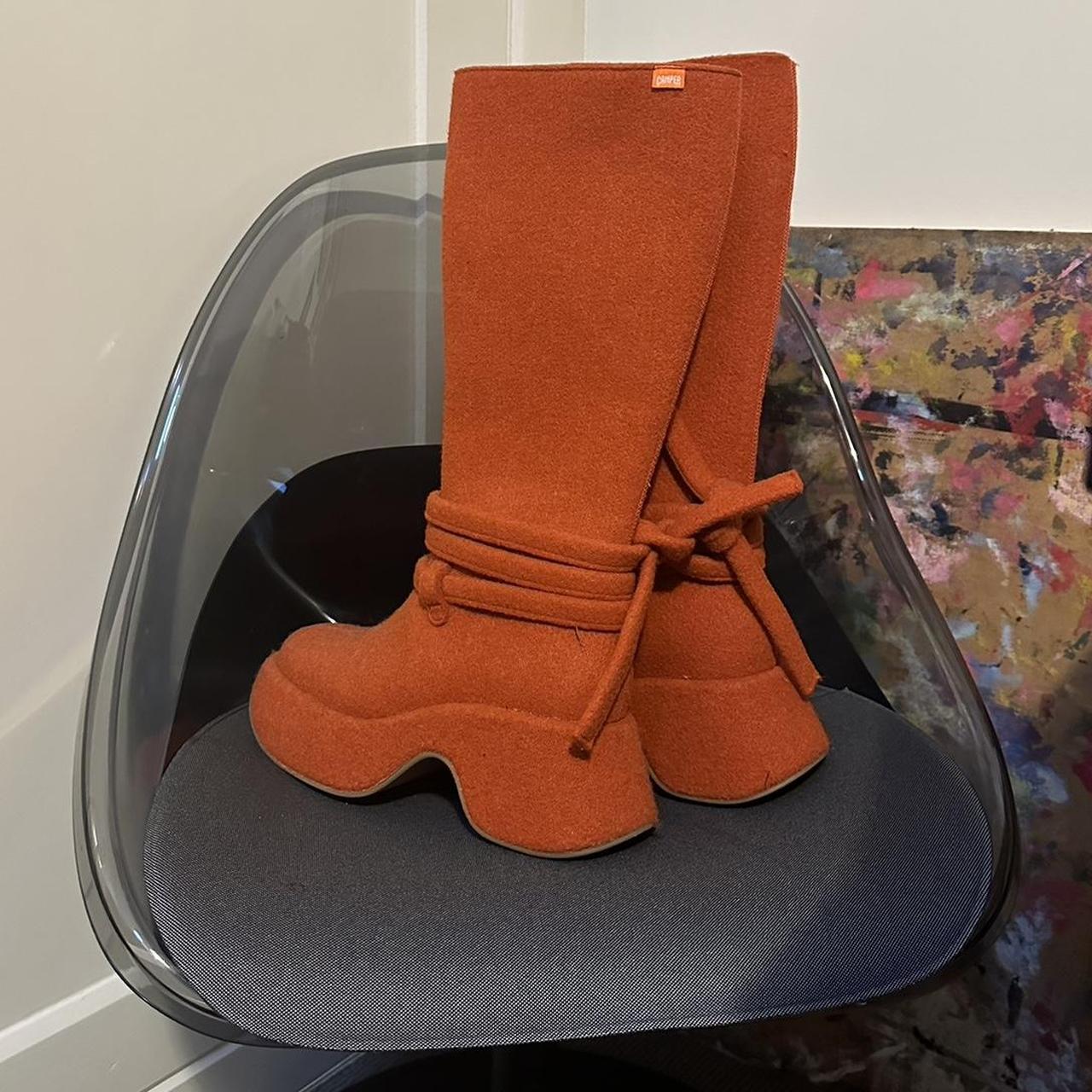 CAMPER X OTTOLINGER orange knee high boots. Size... - Depop