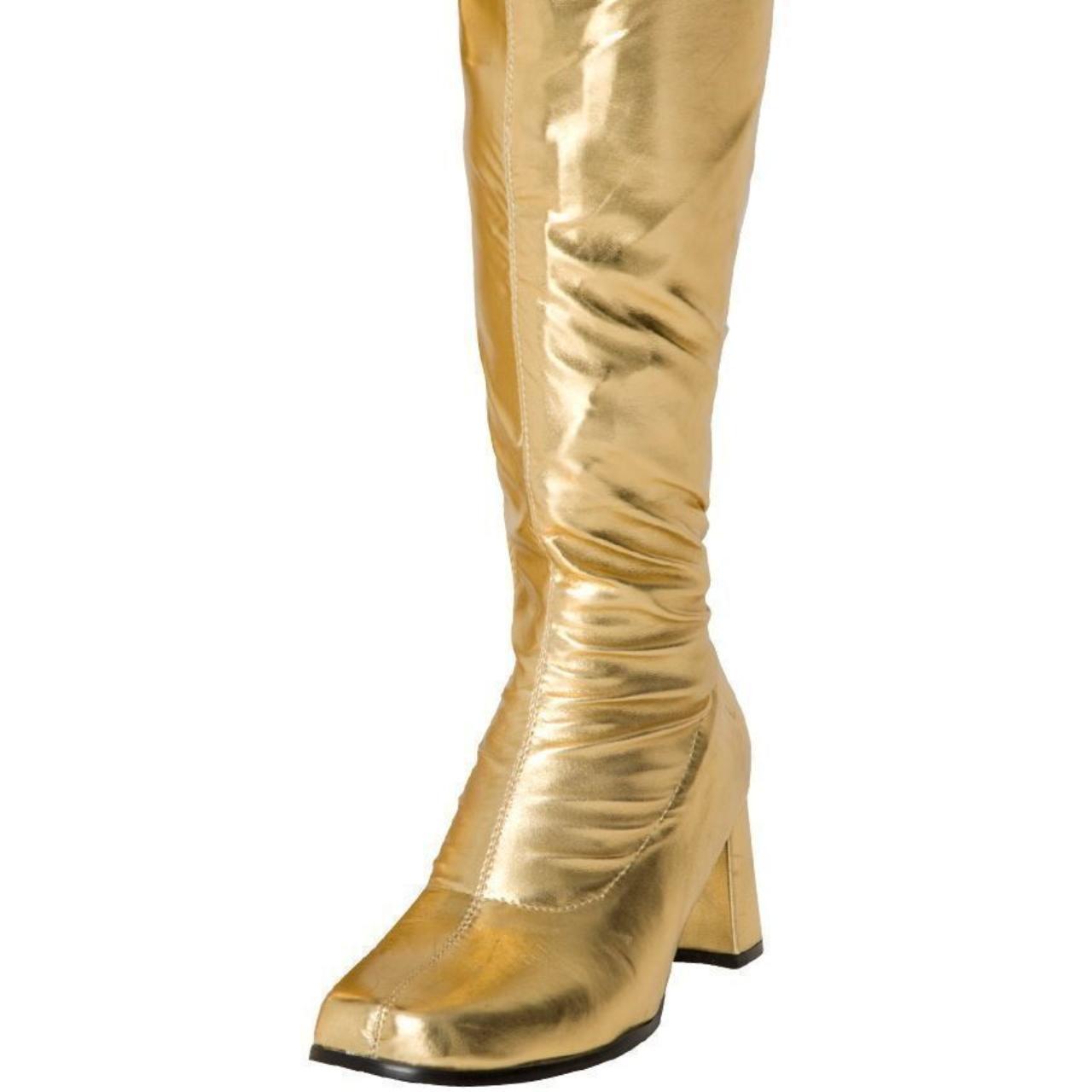 Gold GoGo Boots SIZE 12 Heel Height: Depop