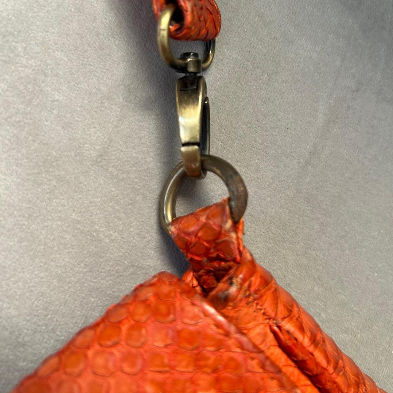 Women's Bag - Orange – Orange Leather Python Snak… - image 4