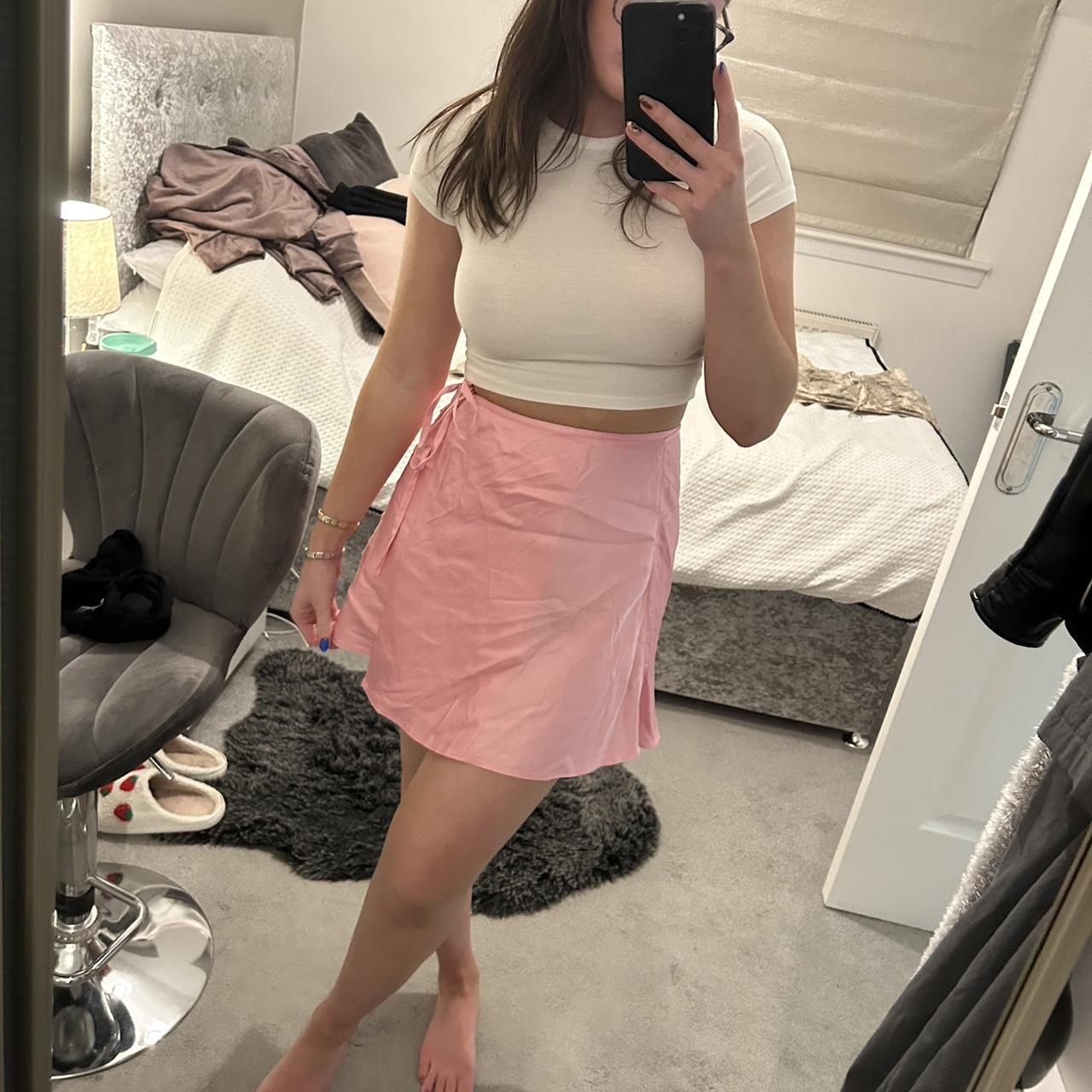 Zara Pink Satin Skirt Size XS (would fit size... Depop