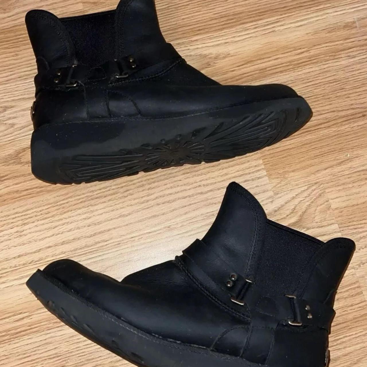 ugg black leather ankle boots